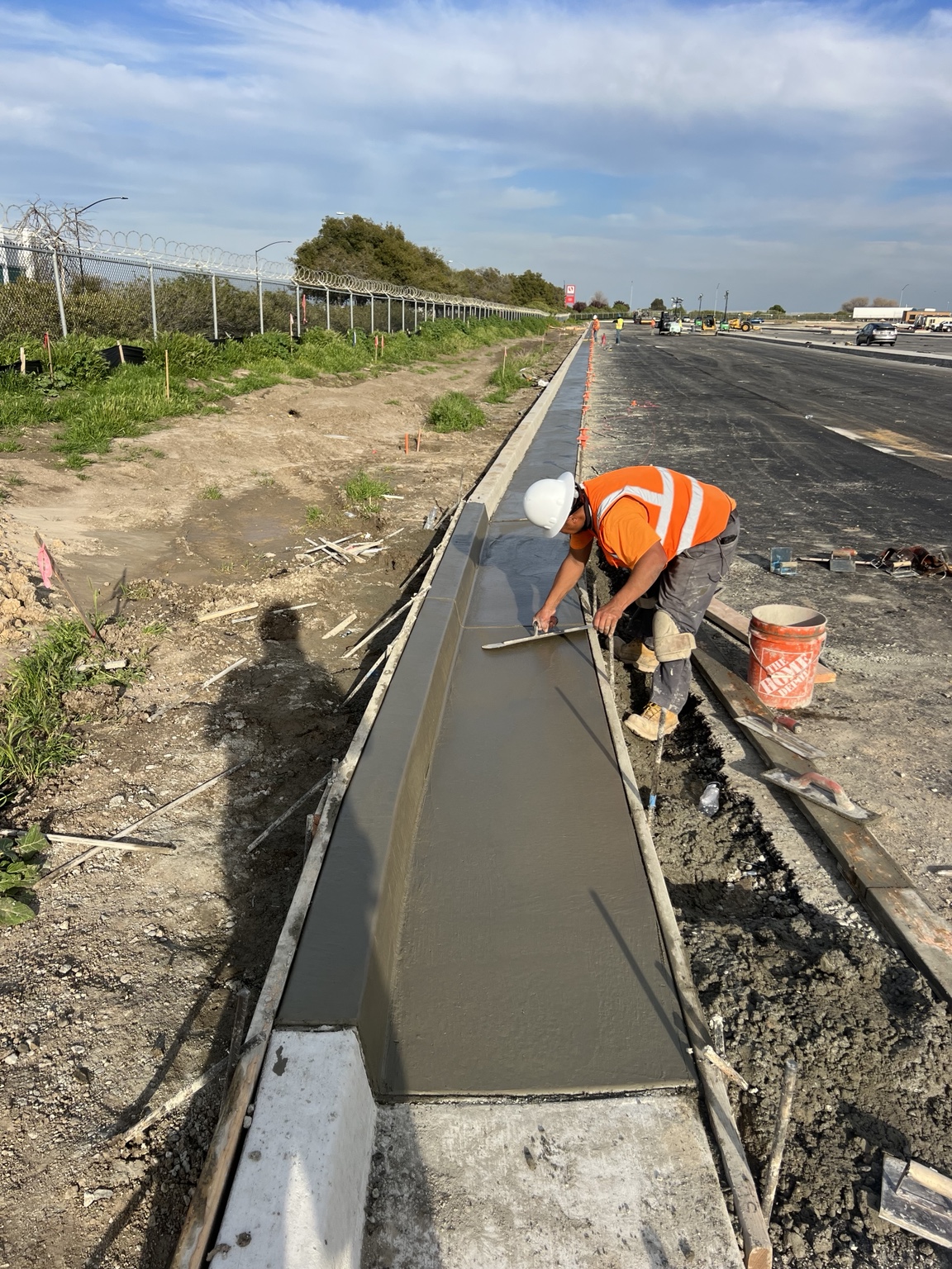 Concrete finishing at the Safeway parking lot project